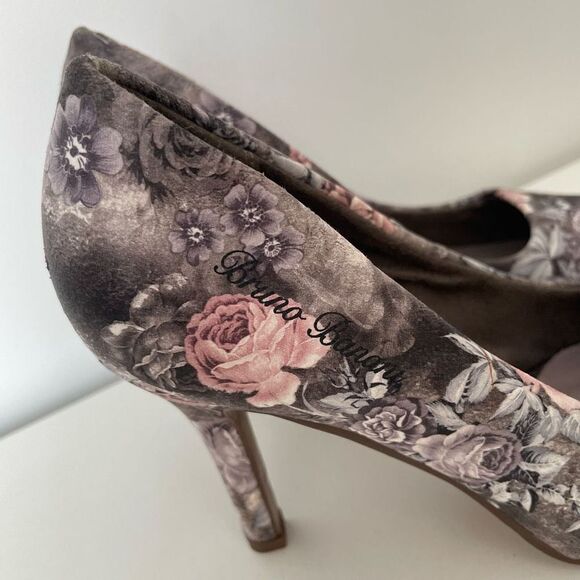 BRUNO BANANI Floral Grey Pointy Toe Size 37 (US 6.5) High Heel Shoes - Picture 2 of 8